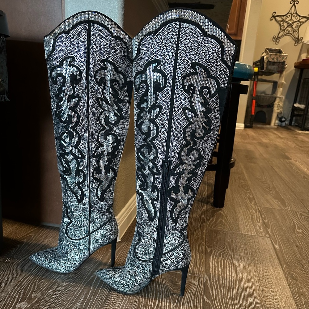 Rhinestone knee high boots! Great for NFR!